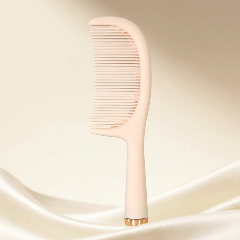 Luxury Beige Handle Comb – Ergonomic Gold Capped Salon Comb