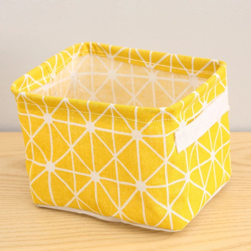 Random Cotton Hemp Storage Basket Handheld Printed Tabletop