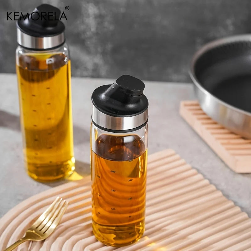 KEMORELA Glass Oil Dispenser Bottle – Drip-Free Auto Seal