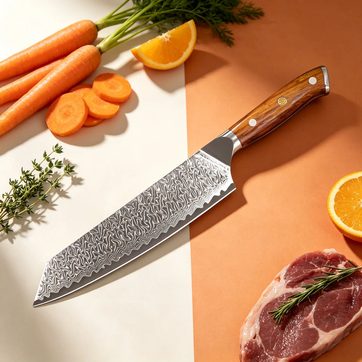 Damascus Steel Kiritsuke Knife – Sharp Chef's Slicing Knife