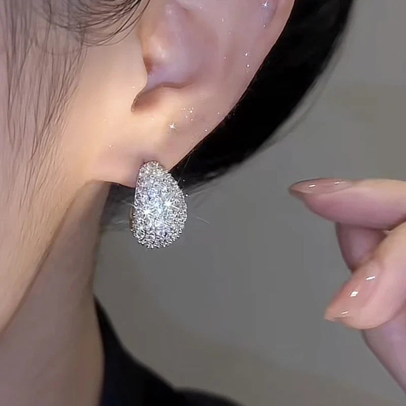 Huitan Cubic Zirconia Hoop Earrings – Wedding & Engagement Jewelry