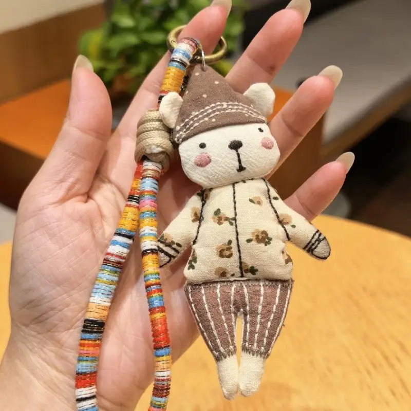 Handmade Cartoon Animal Fabric Keychain | Cute Backpack Pendant