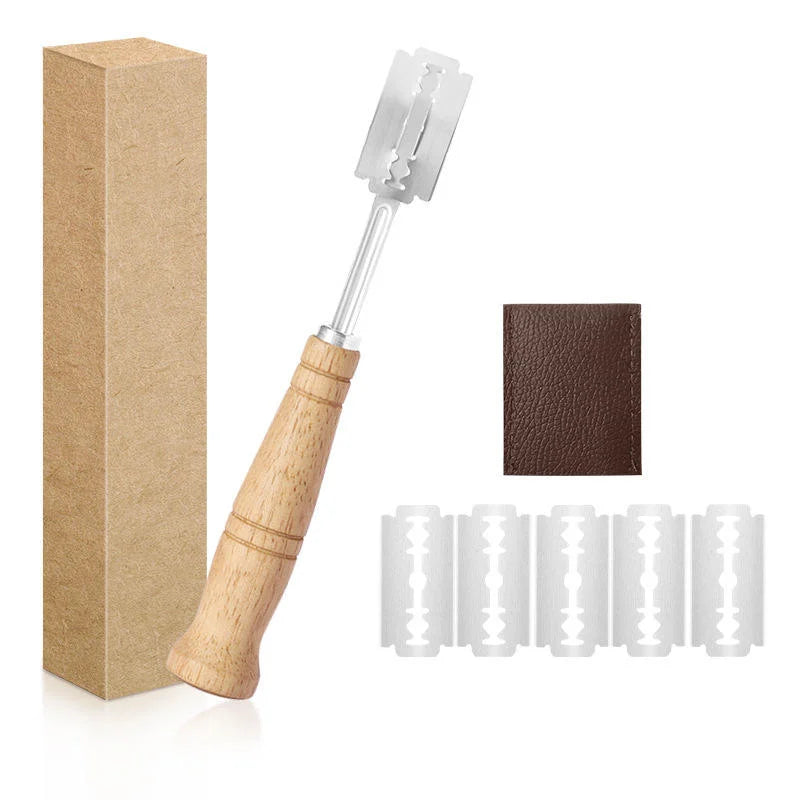 Bread Lame Scoring Tool – Wood Handle & 5 Razor Blades