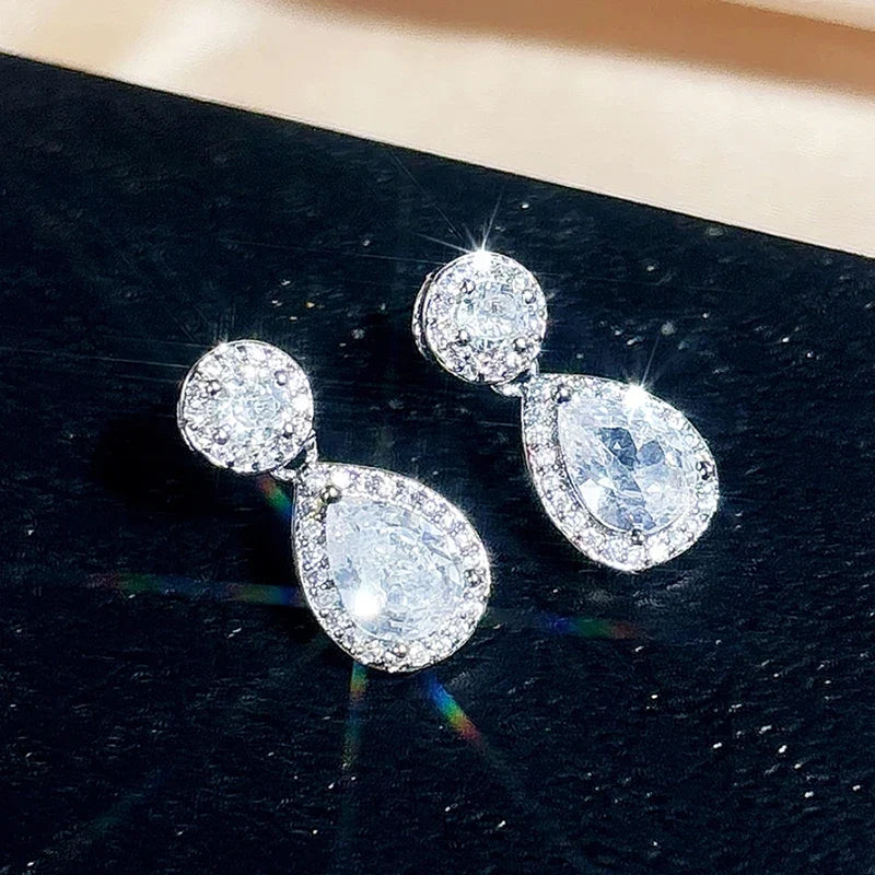 Huitan Waterdrop CZ Drop Earrings – Bridal & Wedding Jewelry