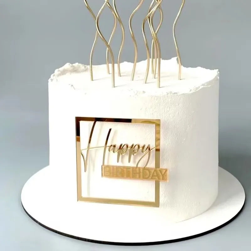 Acrylic Side Happy Birthday Cake Decoration Anniversary Topper Party