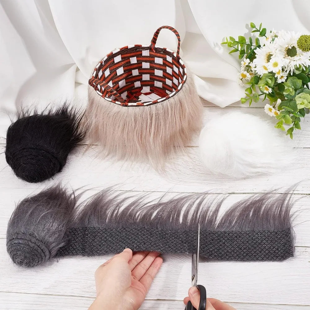 Faux Fur Fabric Strips – 4 Colors Shaggy Plush Craft Patches