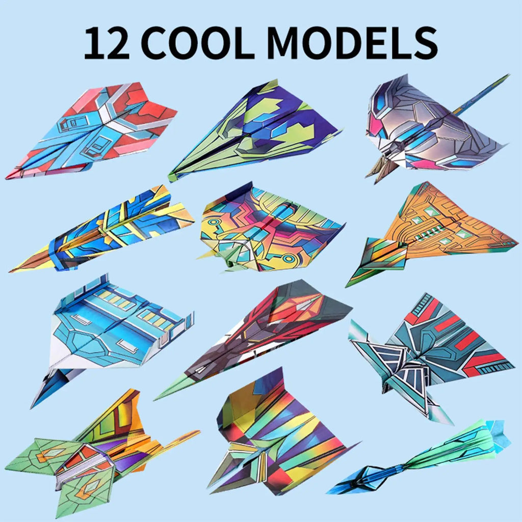 12-Pattern Paper Airplane Book | STEM Craft Kit for Kids & Adults