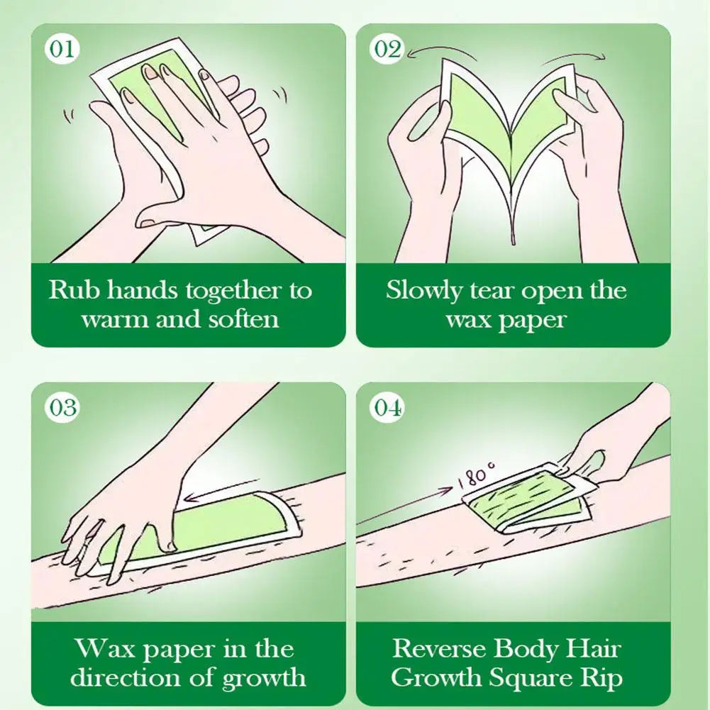 Aloe Vera Hair Removal Wax Strips 20-Pack – Face, Body & Legs
