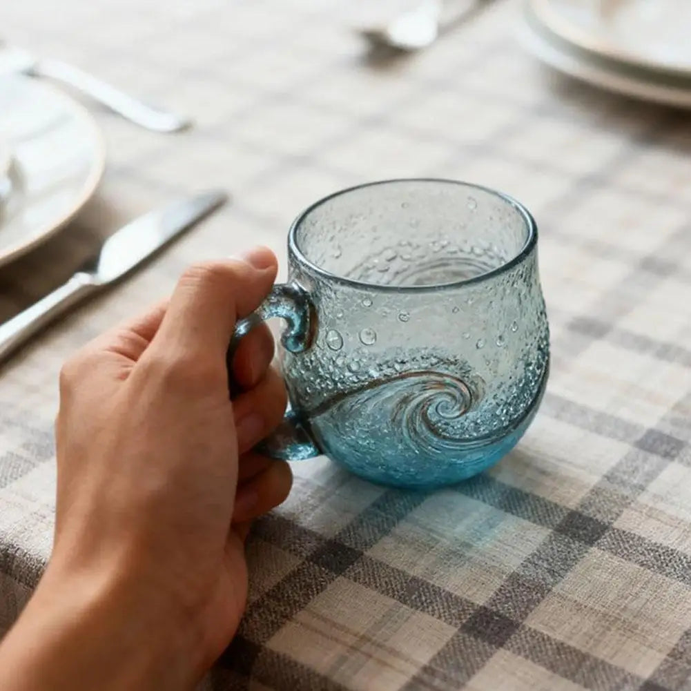 Sea Glass Wave Mug – Textured Ocean Glass Cup 350ml