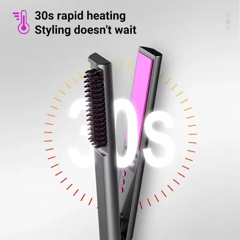 3-in-1 Negative Ion Hair Straightener, Curler & Brush