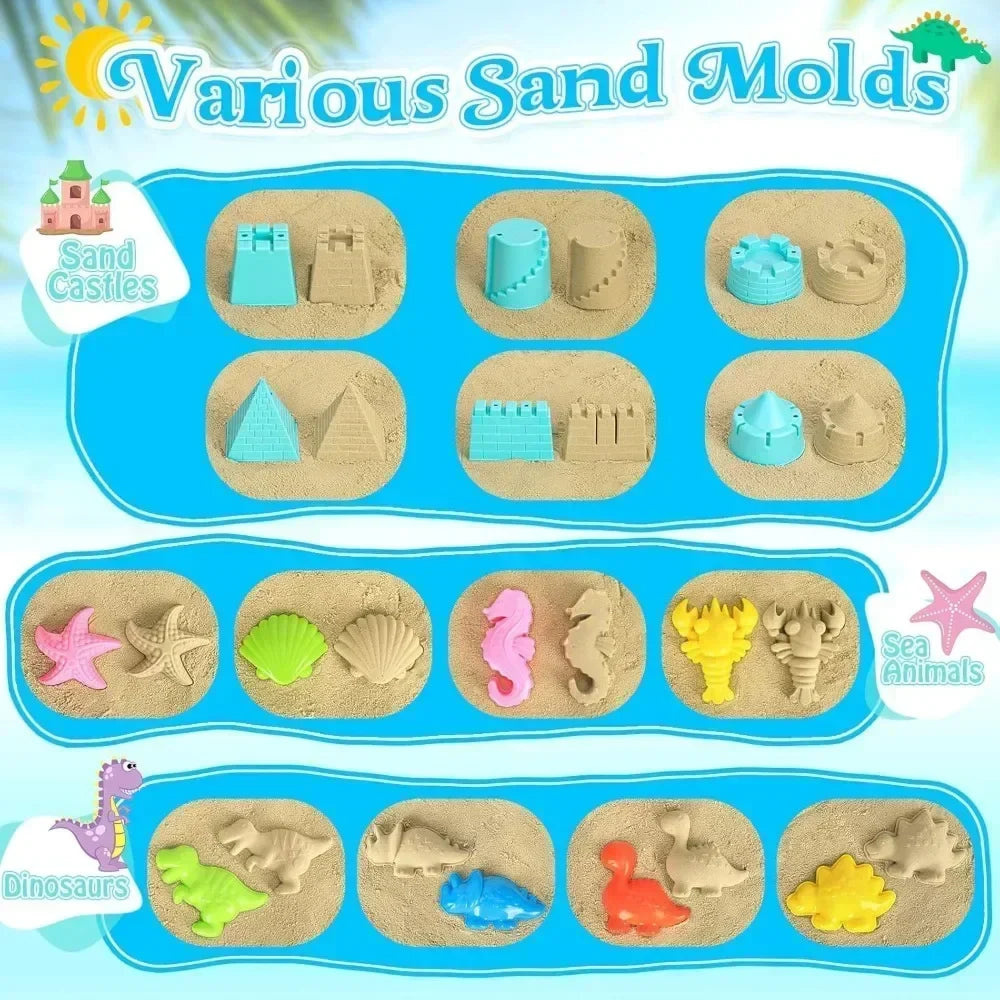 22-Piece Kids Collapsible Beach Toy Set – Sand Bucket & Molds