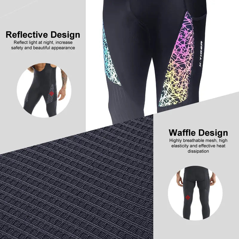 X-TIGER Men's Cycling Bib Pants | Breathable MTB Road Tights