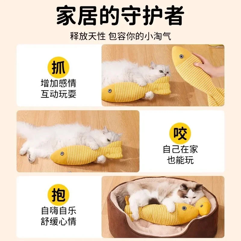 Interactive Catnip Fish Cat Toy – Teaser Stick & Chew Toy