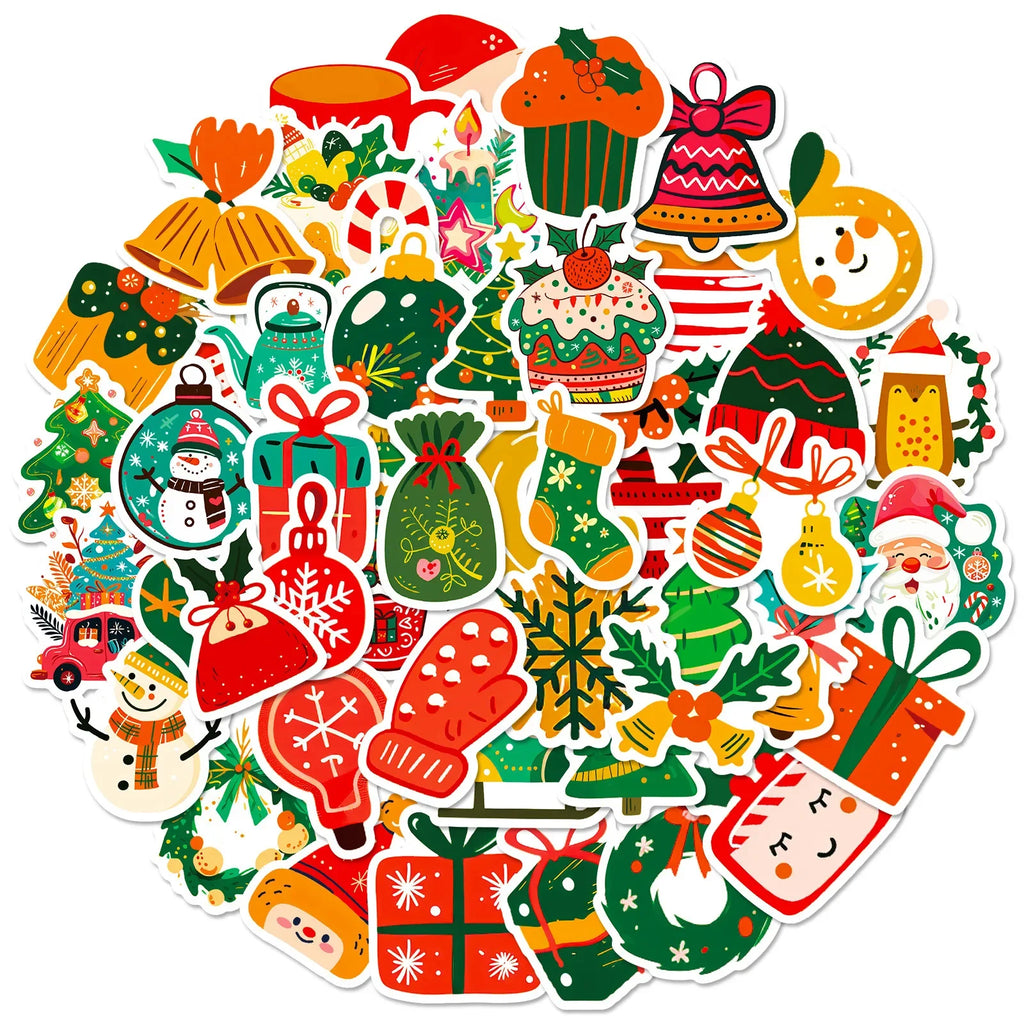 Christmas Cartoon Sticker Santa Claus Waterproof Vinyl Decals Luggage