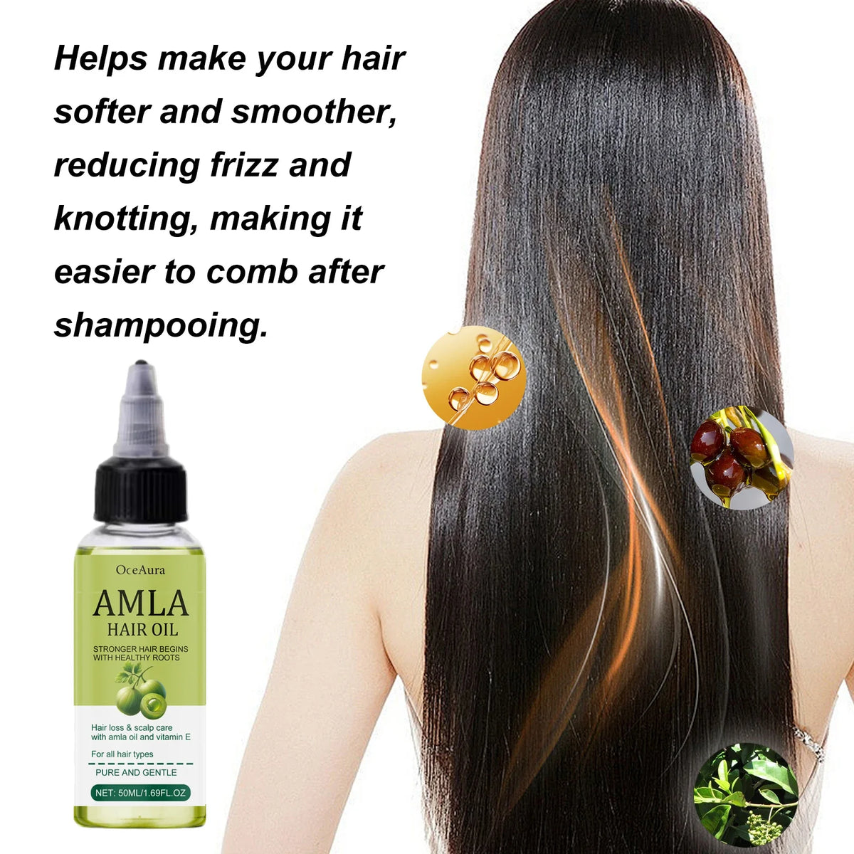 OceAura Amla Hair Oil | Pre-Wash Treatment for Frizzy Dry Hair