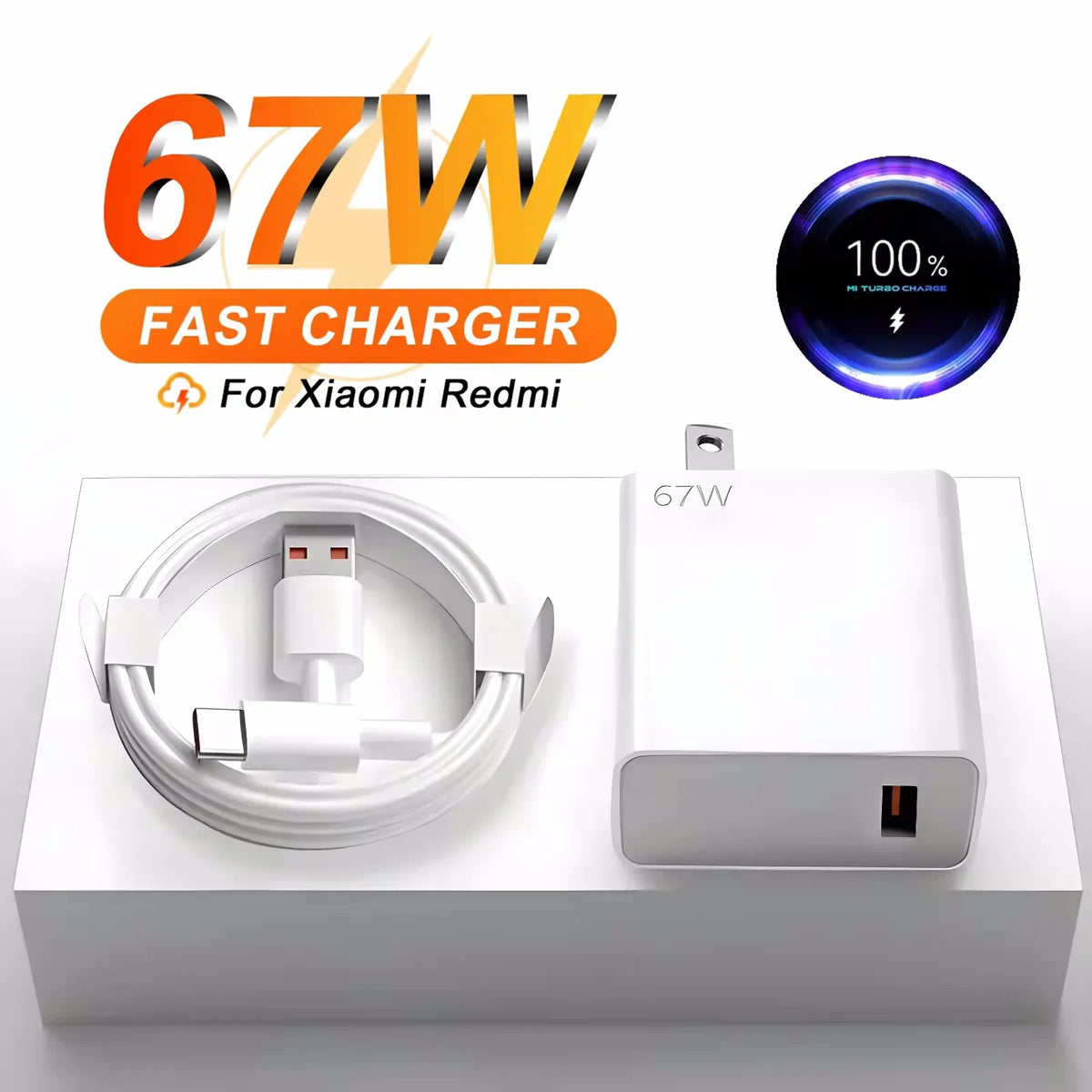 67W USB Fast Charger QC3.0 Type-C Wall Adapter for Xiaomi