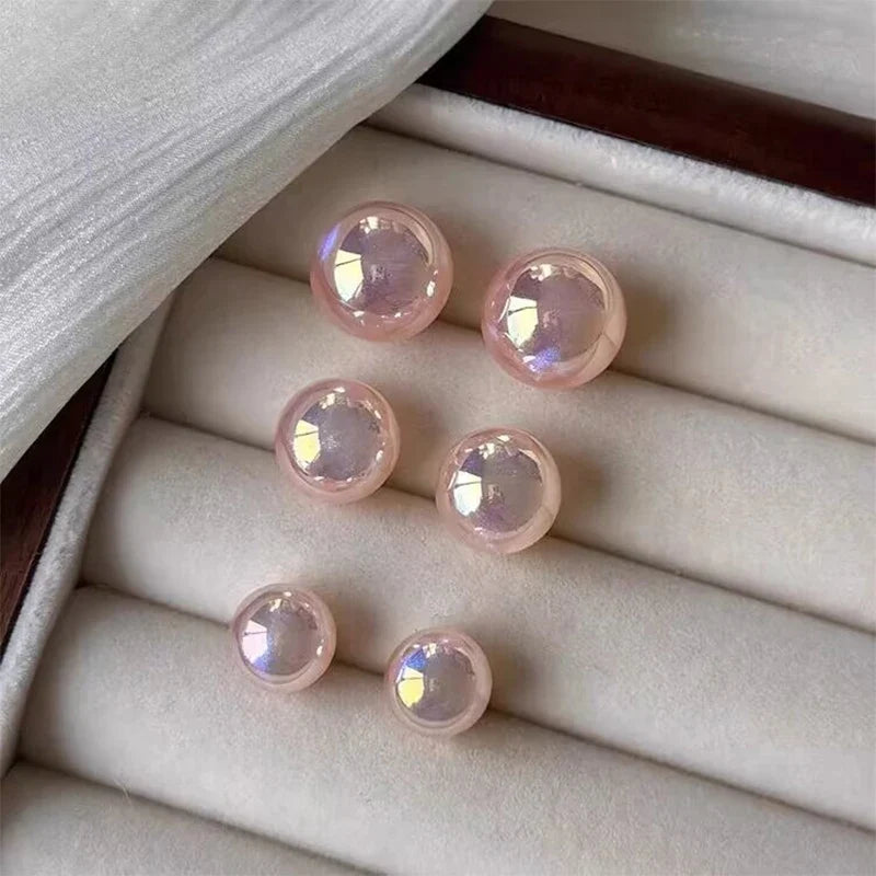 Pink Imitation Pearl Stud Earrings – Elegant Women's Jewelry