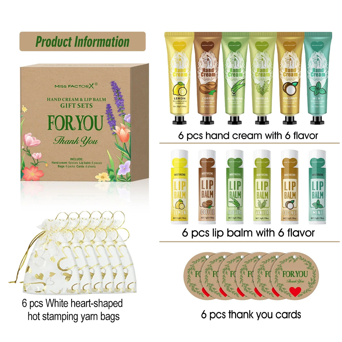Wedding Guest Gift Set – Hand Cream, Lip Balm & Card | 6 Sets