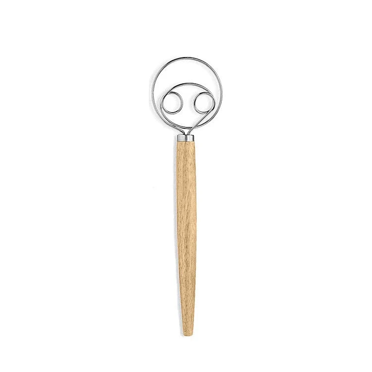 Danish Dough Whisk – Stainless Steel & Oak Wood Handle 13"