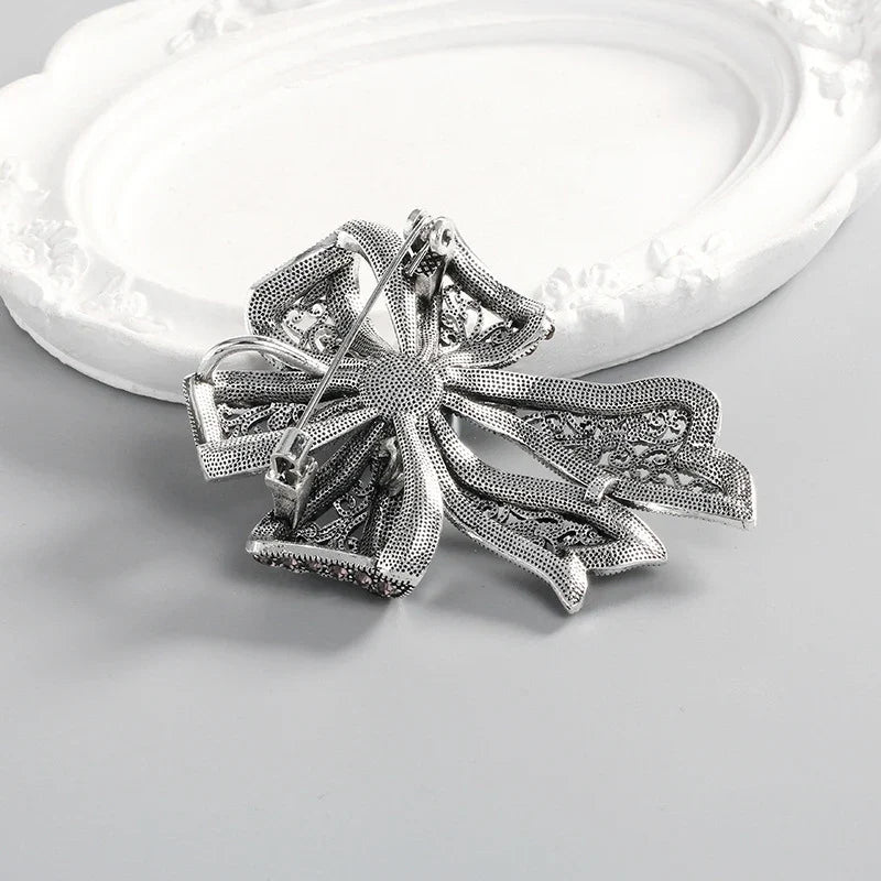 Vintage Rhinestone Pearl Bowknot Brooch for Women | Gift Pin