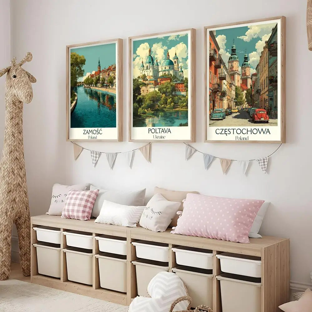 Vintage Poland City Minimalist Wall Art Poster Sticker