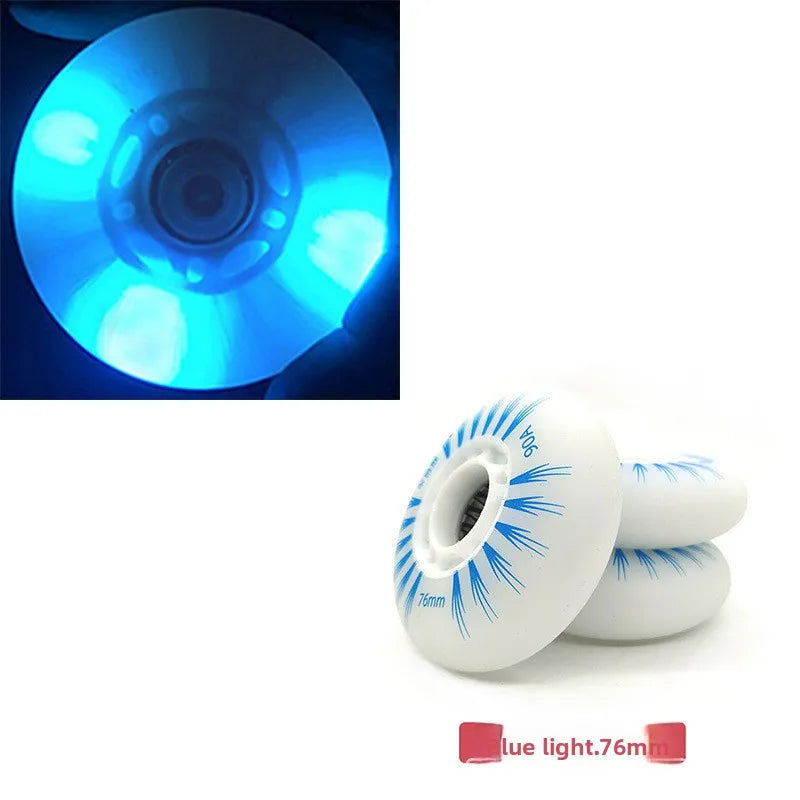 4PCS LED Flash Inline Skate Wheels 90A | 68–80mm Multi-Color