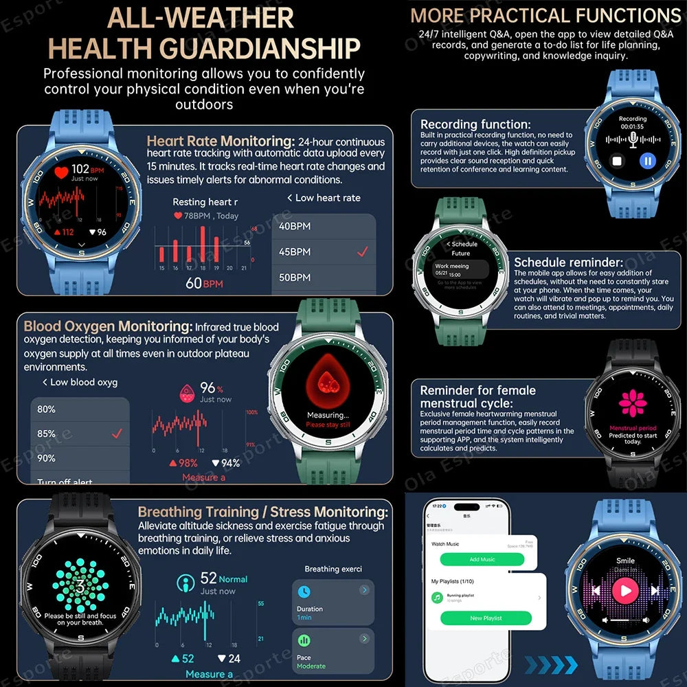 Ola Esporte GPS Smartwatch 1.43" AMOLED 500mAh 3ATM Sport