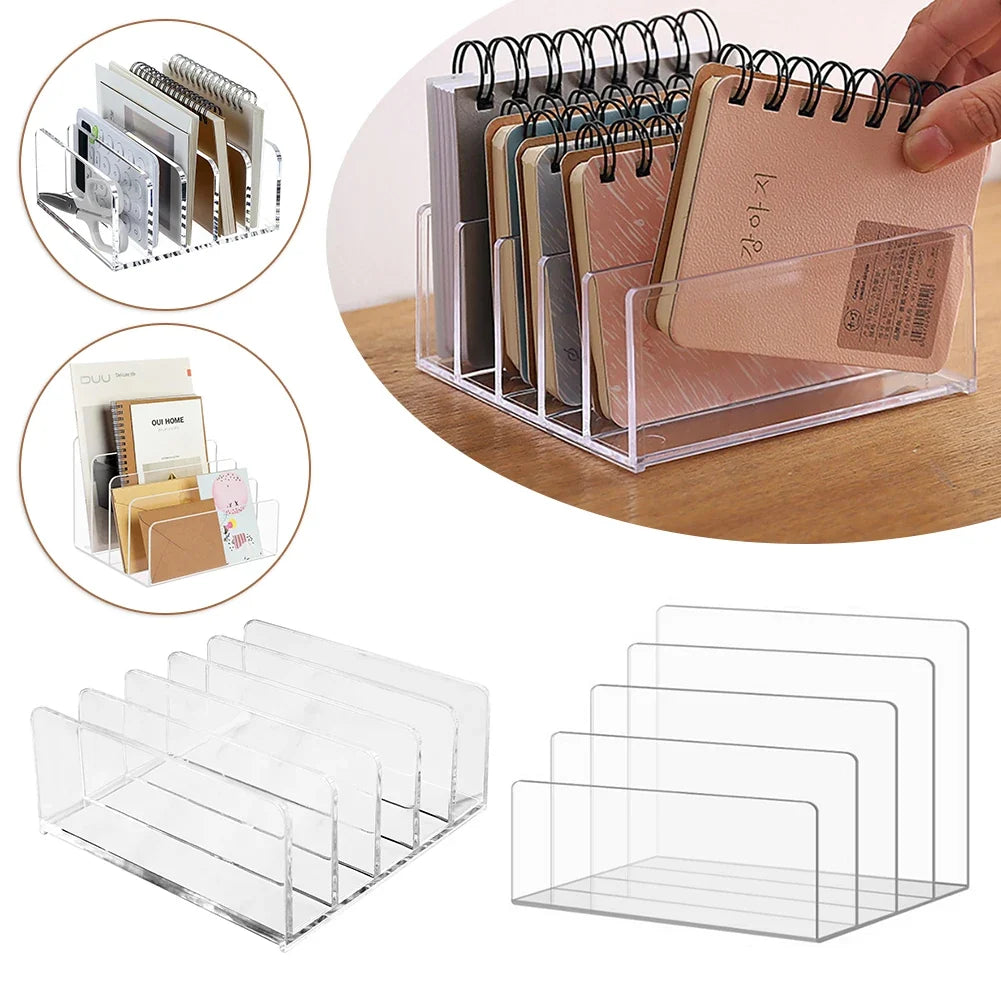 Clear Acrylic Magazine File Holder & Desk Organiser | 4–5 Slots