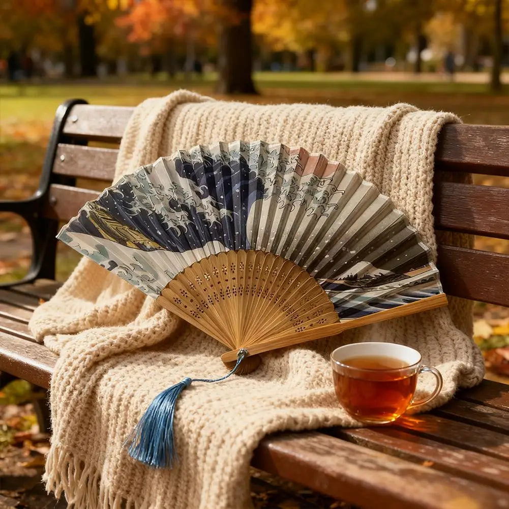 Chinese Handmade Bamboo Silk Folding Fan – 1 or 2 Pack