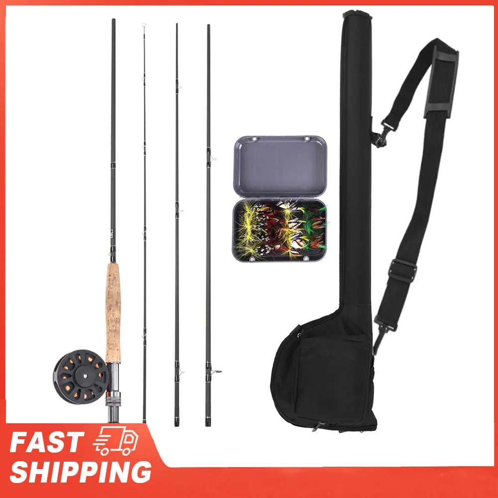 9' Fly Fishing Rod Reel Combo Carry Bag 20 Flies Complete Starter