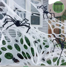 Large Stretchable Halloween Spider Web Cobweb Decoration Set