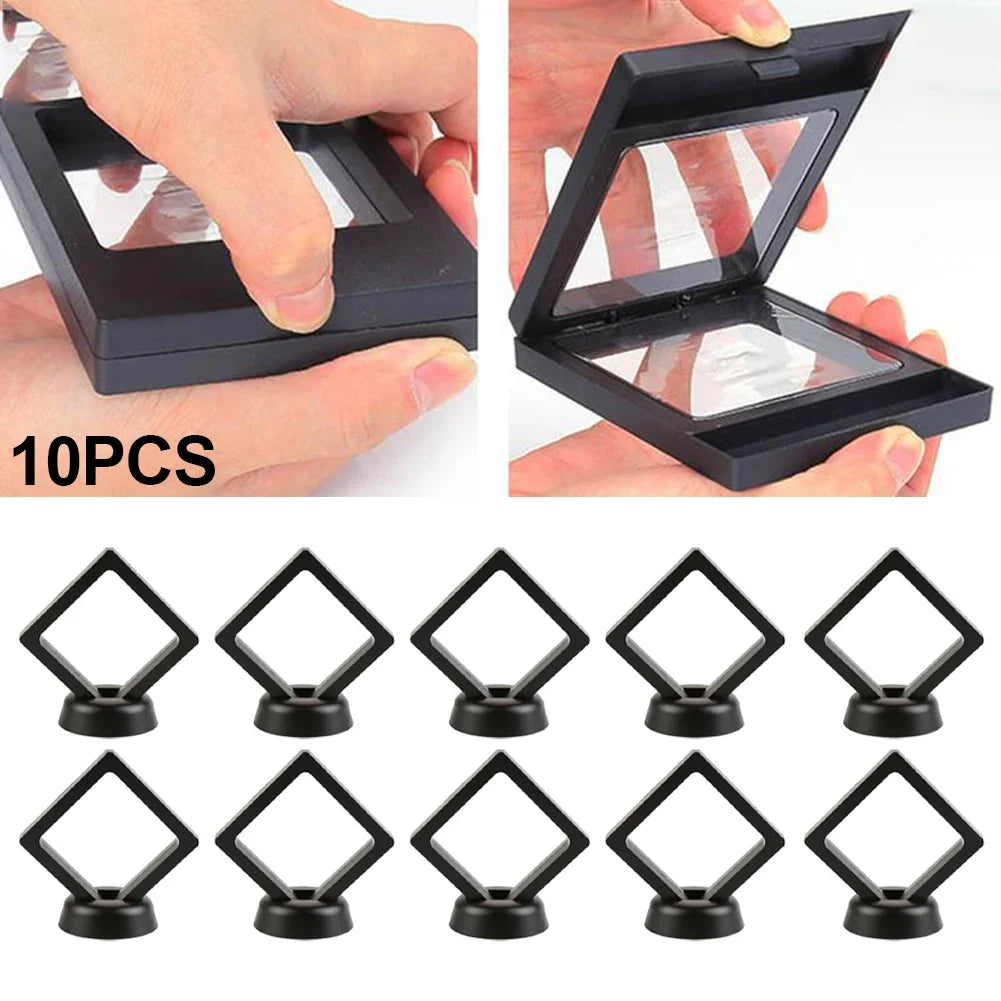 5 3D Floating Picture Frame Stand Box Clear Jewelry Ring Coin Display
