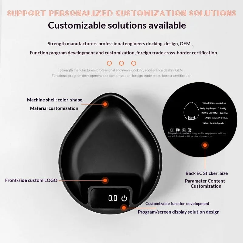 HOMEFISH Coffee Bean Scale | 0.1g LED Espresso Weighing Tray