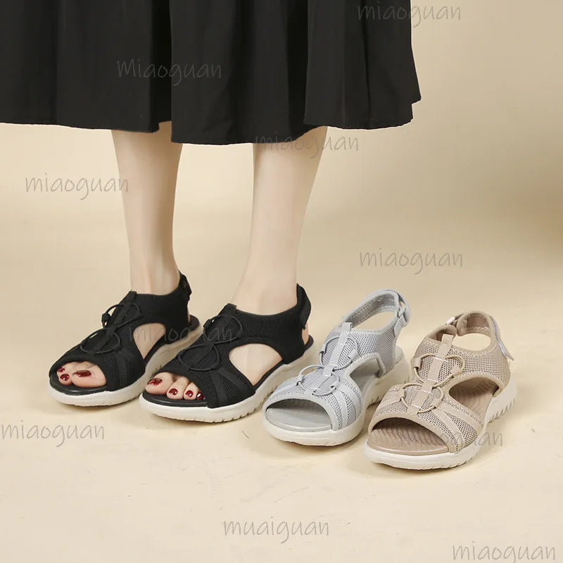 Women's Retro Gladiator Flat Sandals – Non-Slip & Breathable
