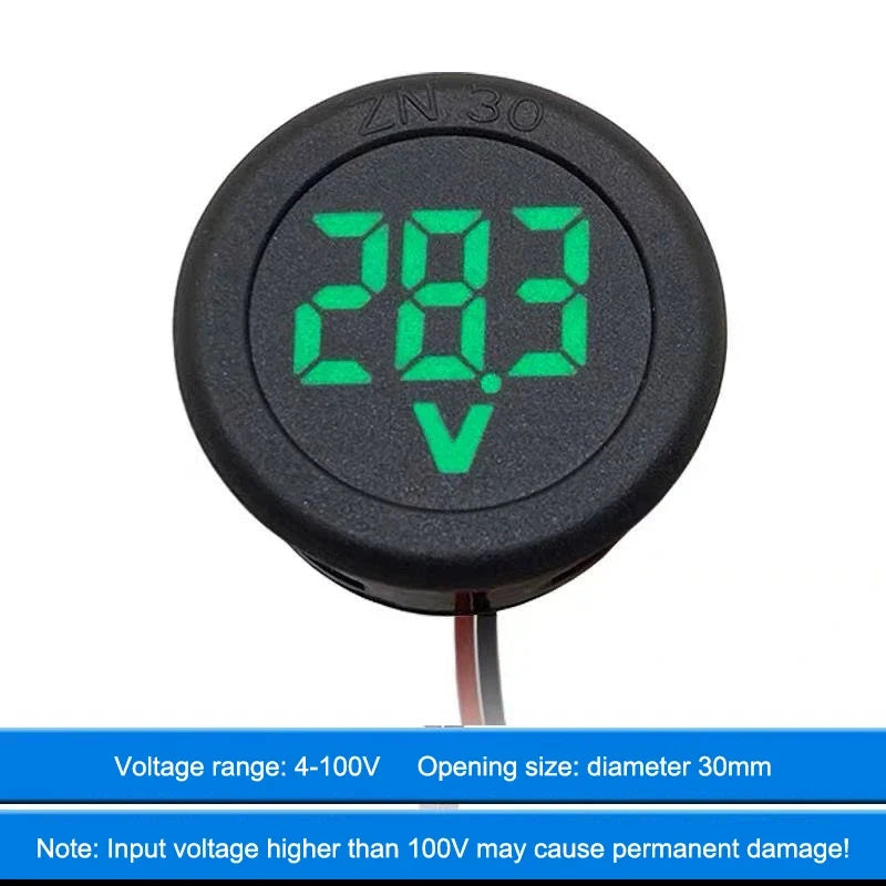 Waterproof DC 4-100V LED Digital Voltmeter – Vehicle Battery Monitor