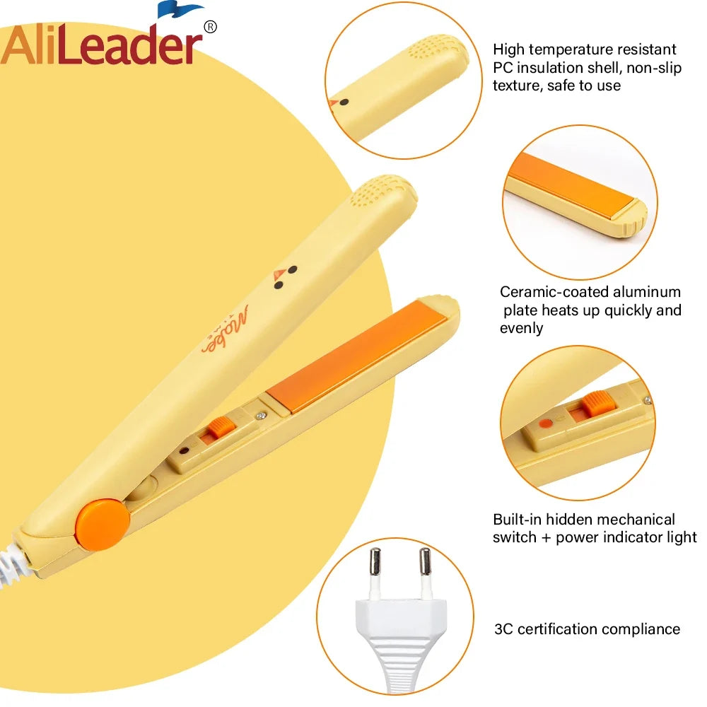 2-in-1 Mini Ceramic Flat Iron & Curling Iron – Portable 6.7"