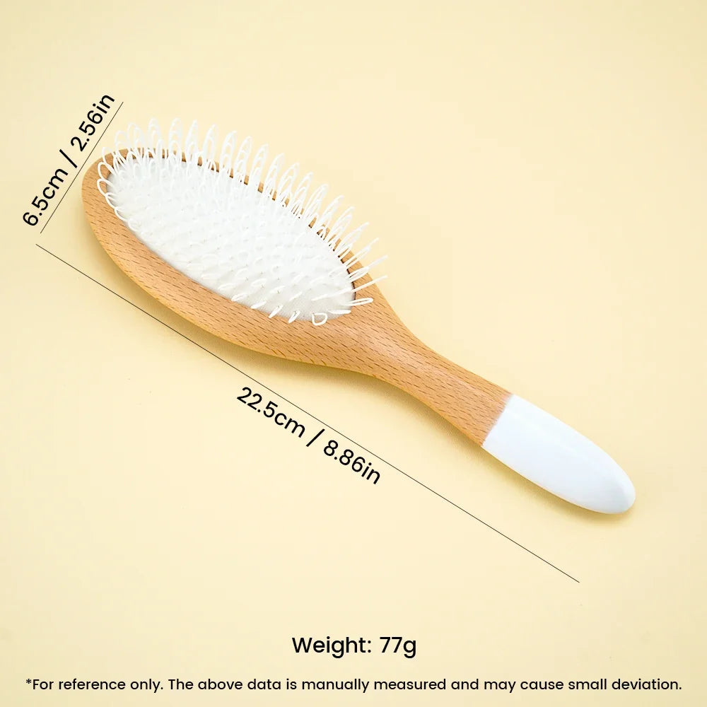 Natural Wood Air Cushion Hair Brush – Gentle Bristles
