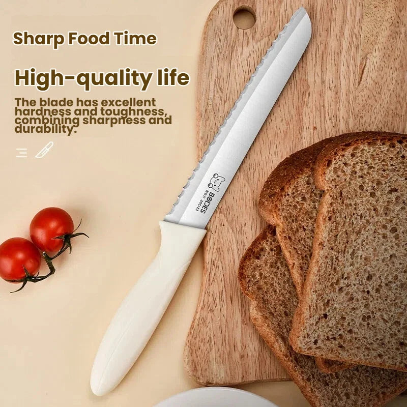 Serrated Bread Knife – Stainless Steel Baguette & Toast Slicer