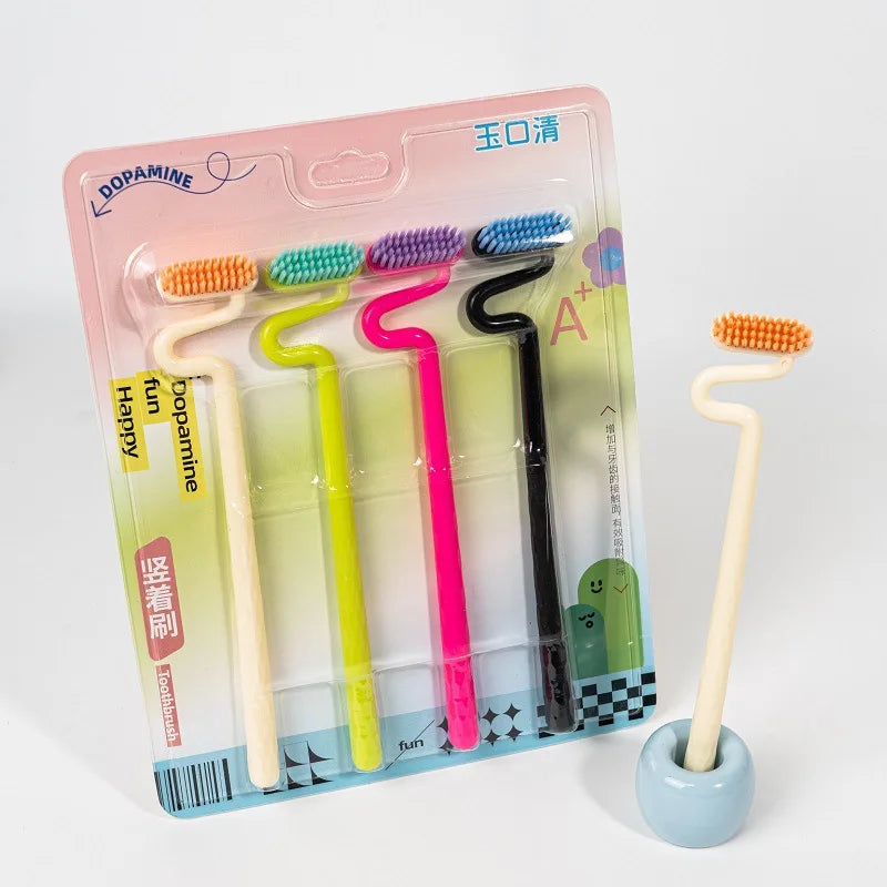 S-Shape Vertical Toothbrush Soft Bristle Adults 4 Pack