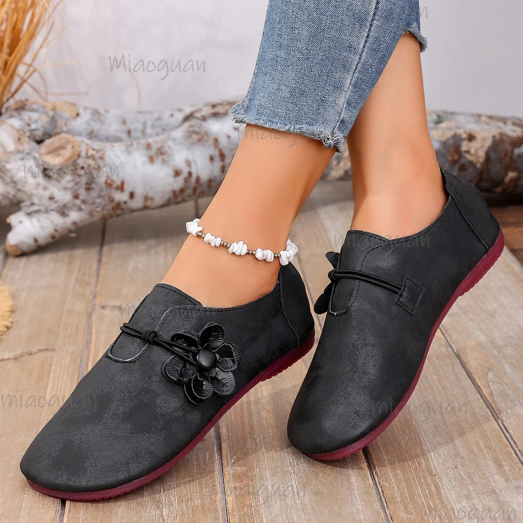 Women's Roman Style Flat Shoes – Soft PU Leather Casual Flats