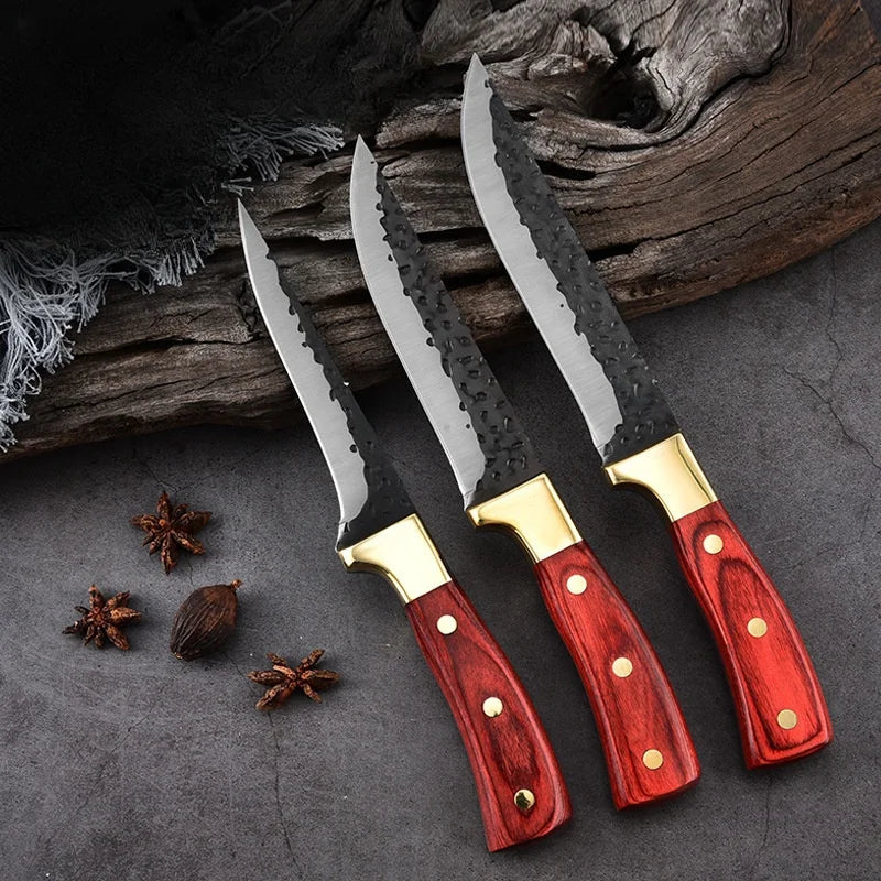 3-Piece Forged Stainless Steel Kitchen Knife Set | Chef & Boning