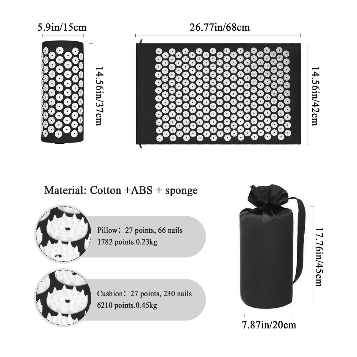 Acupressure Mat & Pillow Set | Yoga Muscle Relaxation Massage