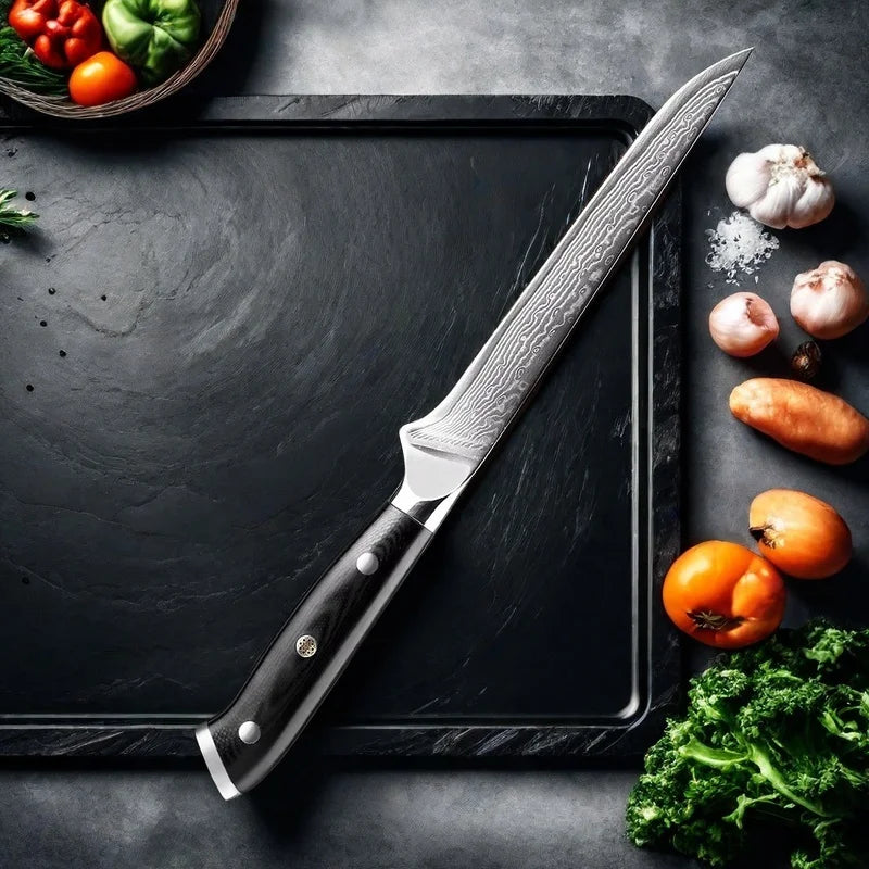 6" 67-Layer Damascus Boning Knife – G10 Handle | Pro Kitchen