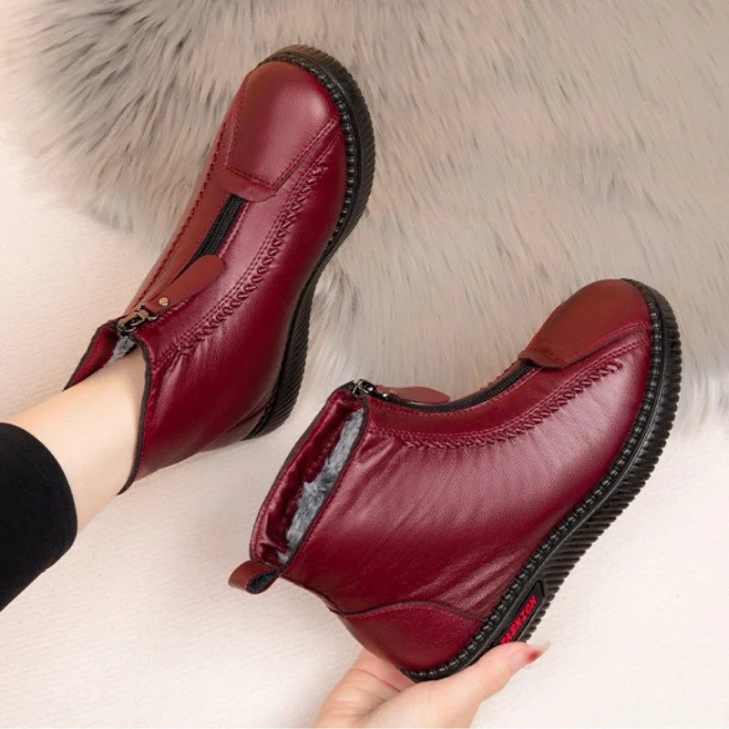 Women's Winter Cotton Ankle Boots – Non-Slip Zip-Up Shoes