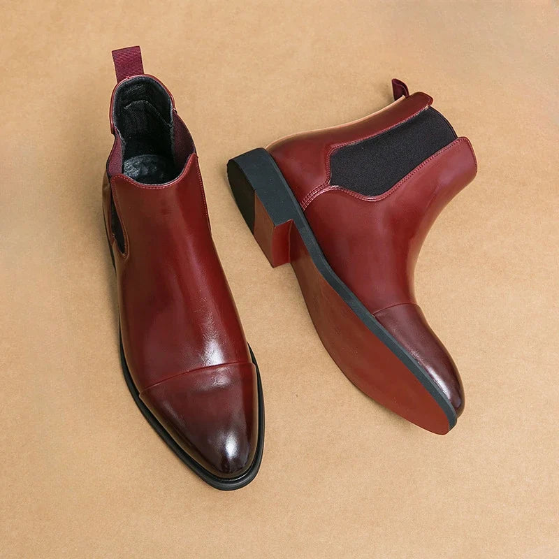 Men's Pointed Toe Chelsea Boots – Red Sole Slip-On Ankle Boot