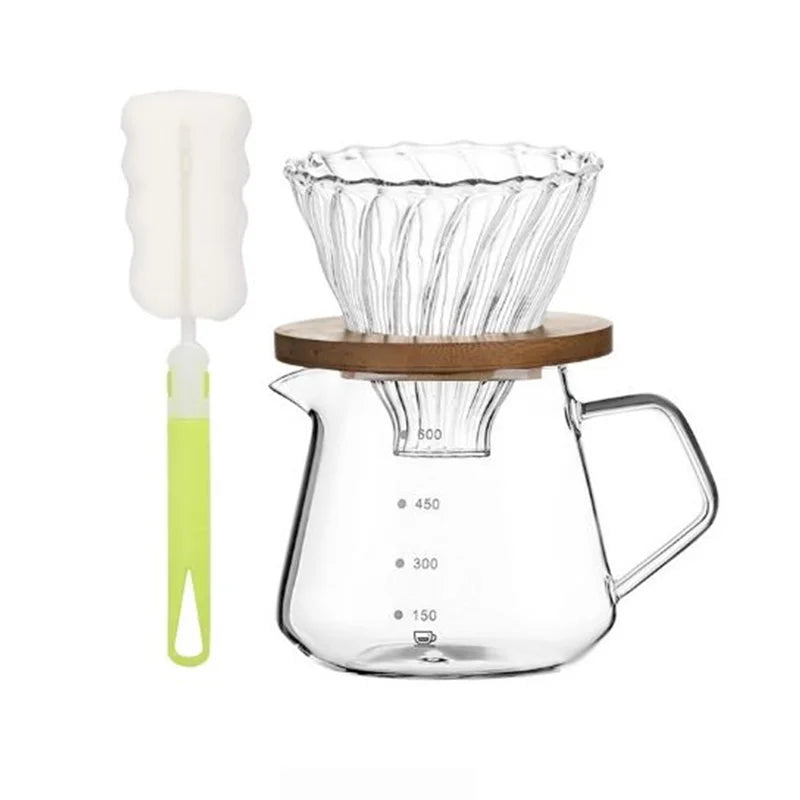 Pour Over Coffee Maker Set – Borosilicate Glass Dripper & Carafe