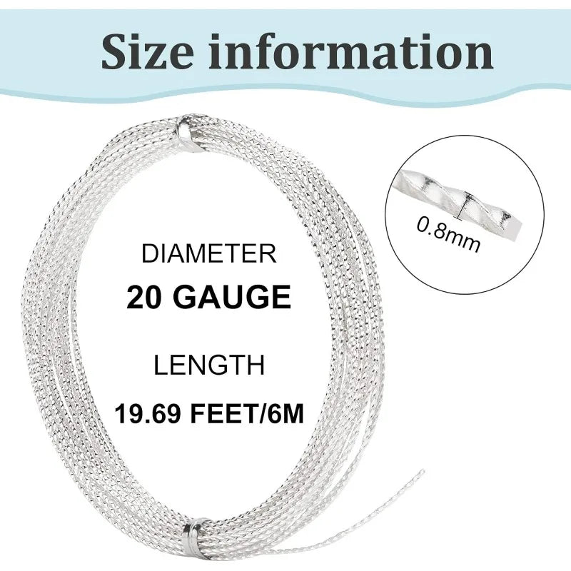 20 Gauge Silver Brass Twist Wire – 20ft Jewelry Beading Craft