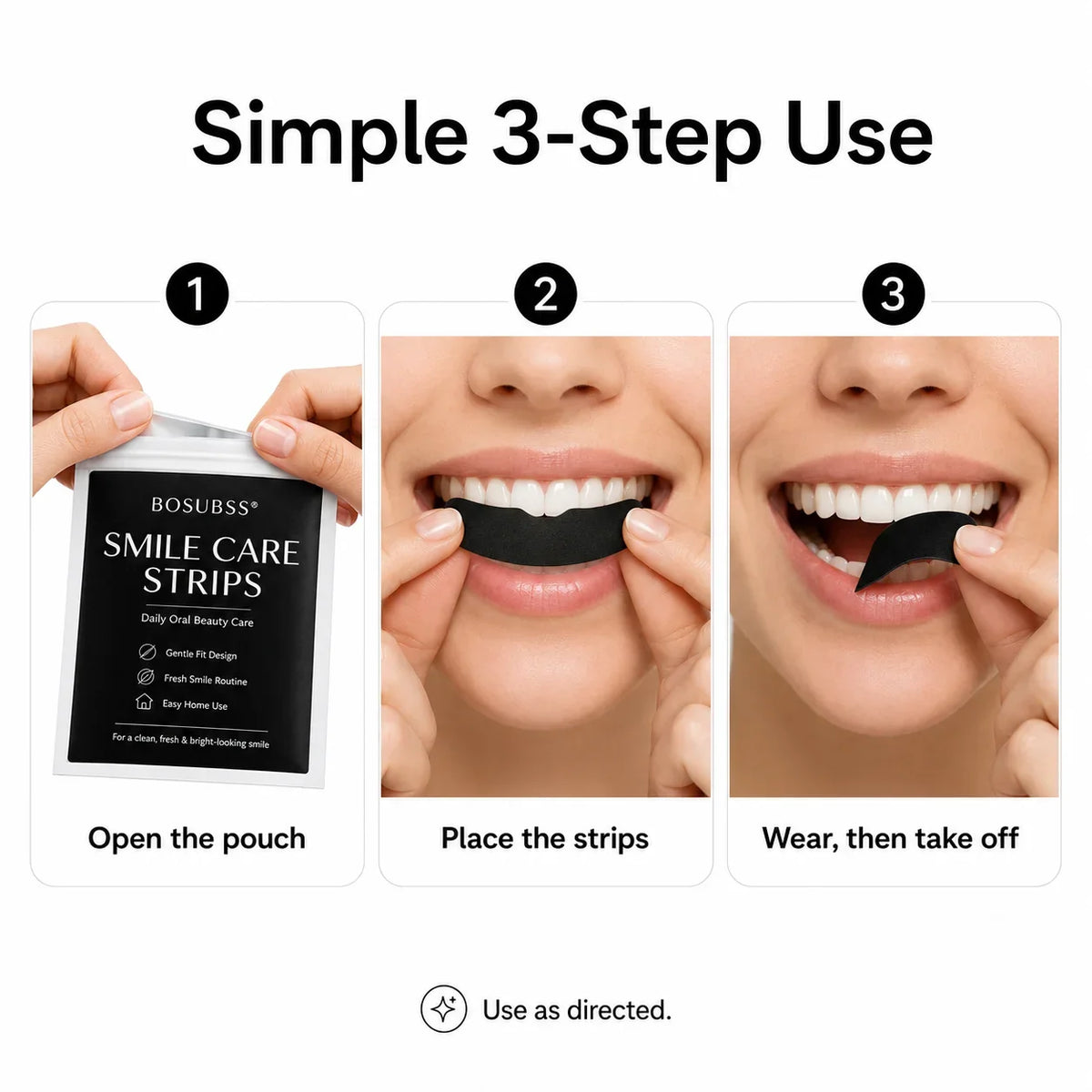 Black Teeth Brightening Strips – 2 or 6 Pairs | Daily Smile Care