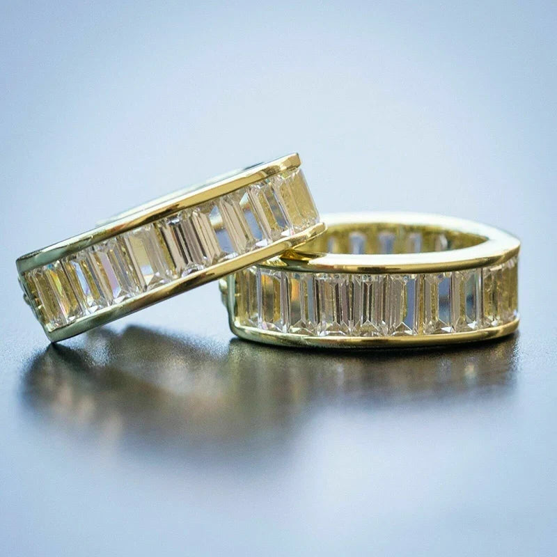 Huitan CZ Hoop Earrings – Silver & Gold Unisex Circle Hoops