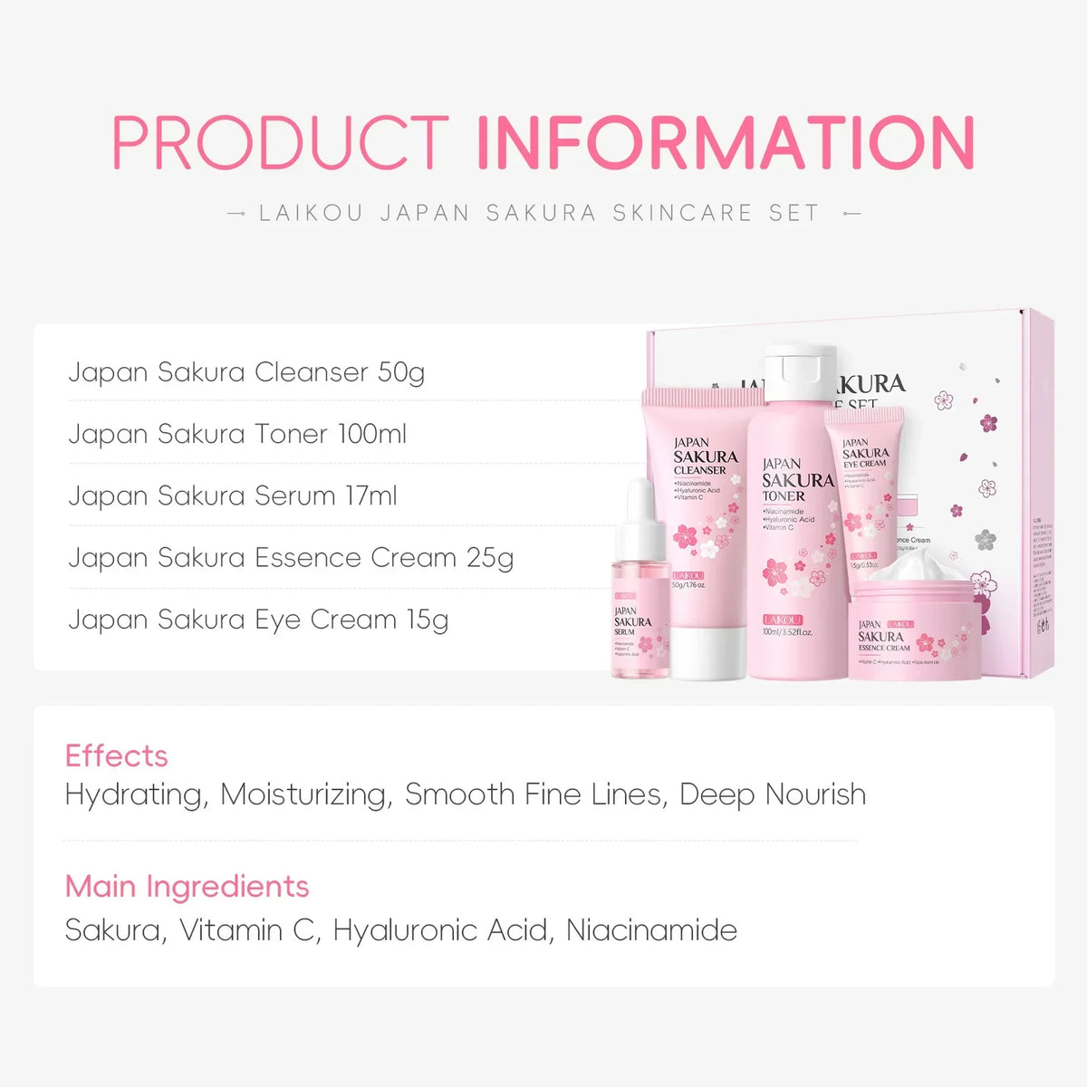 LAIKOU Sakura 5-Piece Skin Care Gift Set